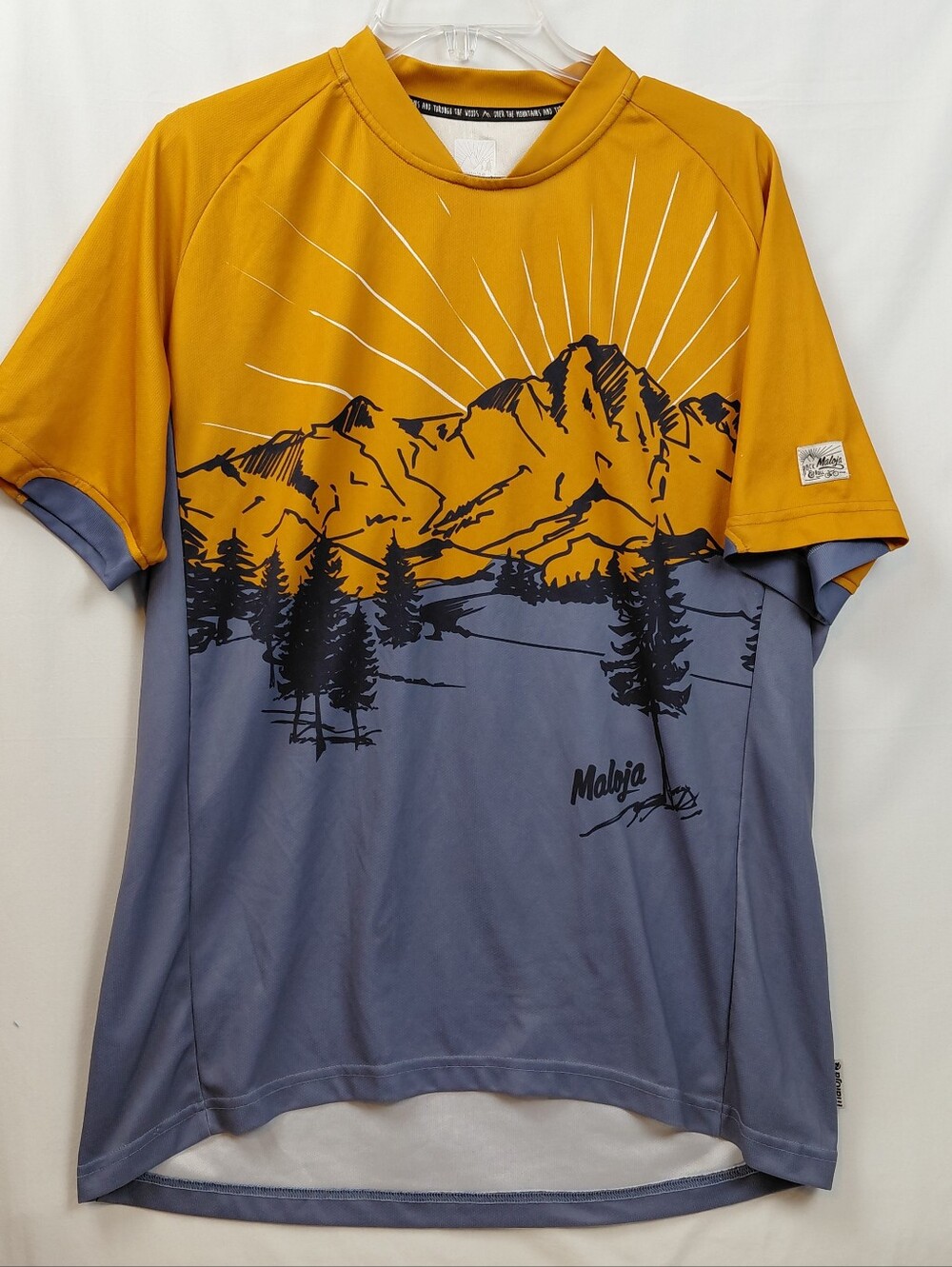 Maloja Cycling Shirt Men's Size Large Mountains Orange Blue